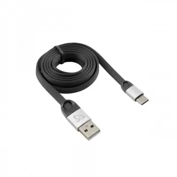 Sbox USB 2.0-Type-C/2.4A juoda/sidabrinė 1,5 m