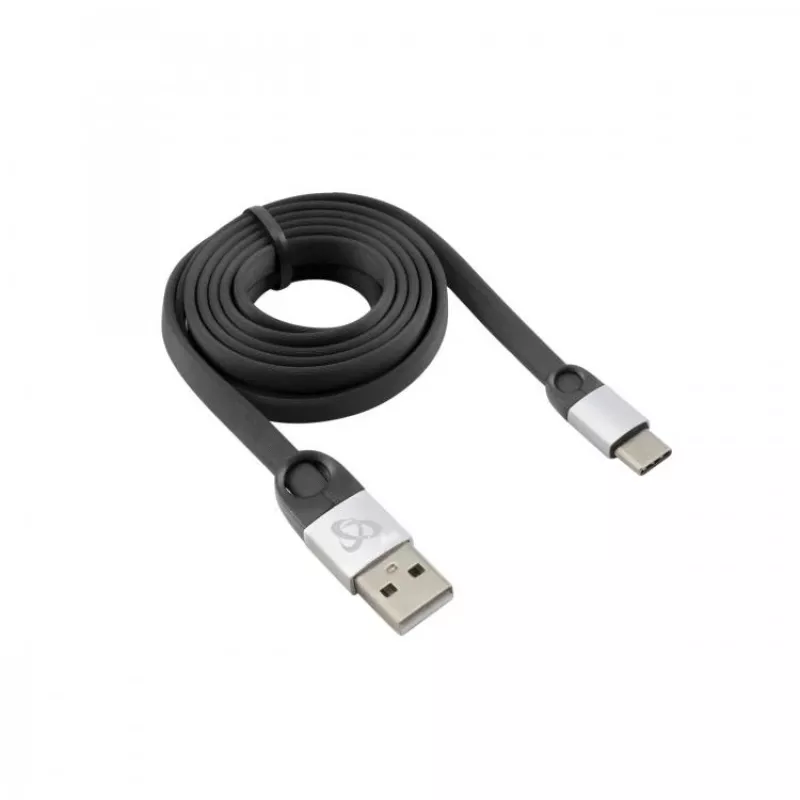 Sbox USB 2.0-Type-C/2.4A juoda/sidabrinė 1,5 m