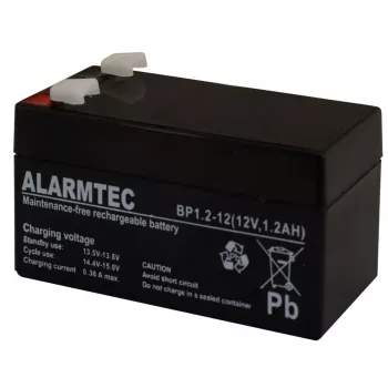 Sandari VRLA AGM baterija Alarmtec EMU Electronic BP 1.2-12 — 12 V, 1,2 Ah, 43×59 mm, 570 g