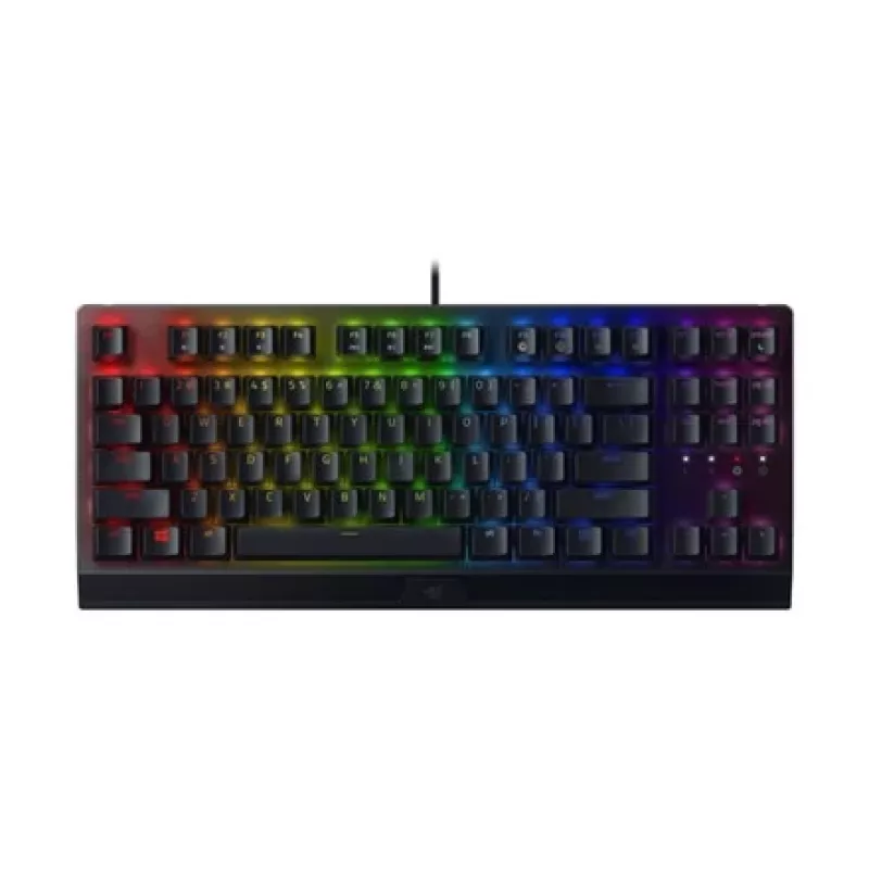 Mechaninė žaidimų klaviatūra Razer JuodaWidow V3 Tenkeyless — USB, QWERTY US, Razer Geltona jungikliai, RGB apšvietimas, juoda