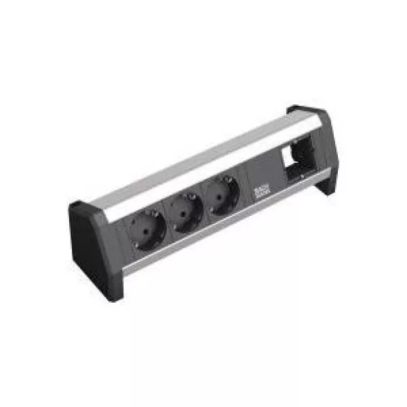 Maitinimo ilgintuvas Bachmann 3x Schuko 1x GST18 Juoda Sidabrinė