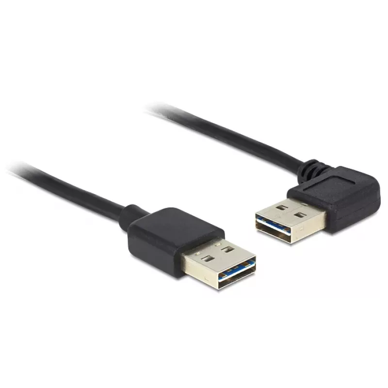 USB laidas DeLOCK 1m USB 2.0 A (vyr./vyr.) 90° juodas