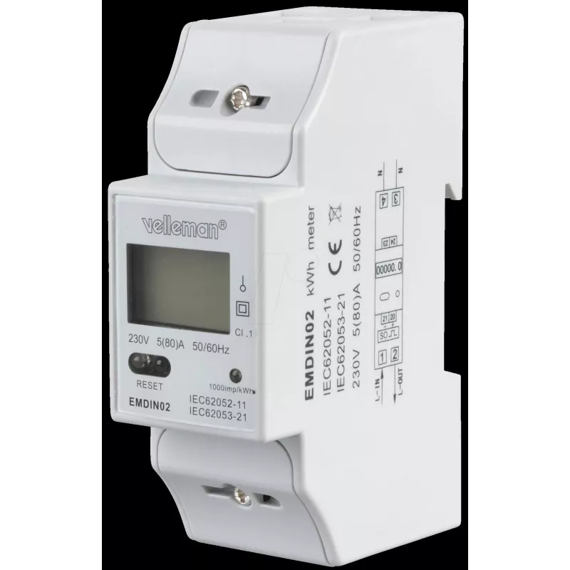 VE EMDIN02 - Energijos skaitiklis vienfazis LCD ekranas (EMDIN02)