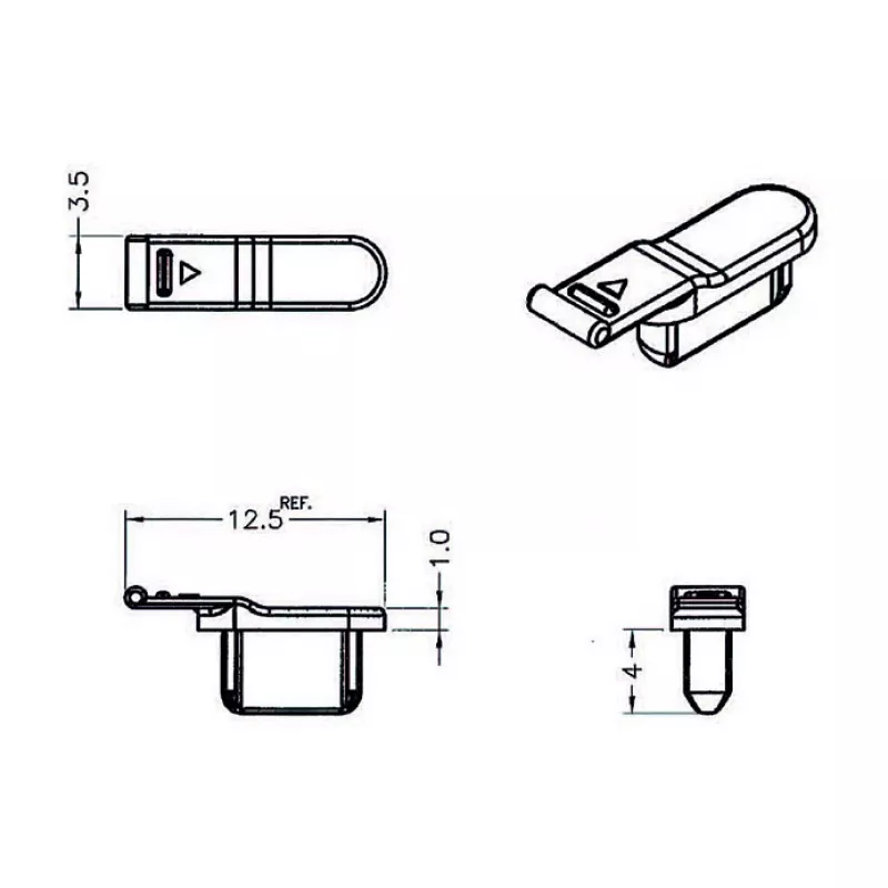 Kištukinio lizdo apsauginis dangtelis DELOCK 64033, juodas, 5×12,5×3,5 mm, pakuotėje 10 vnt.