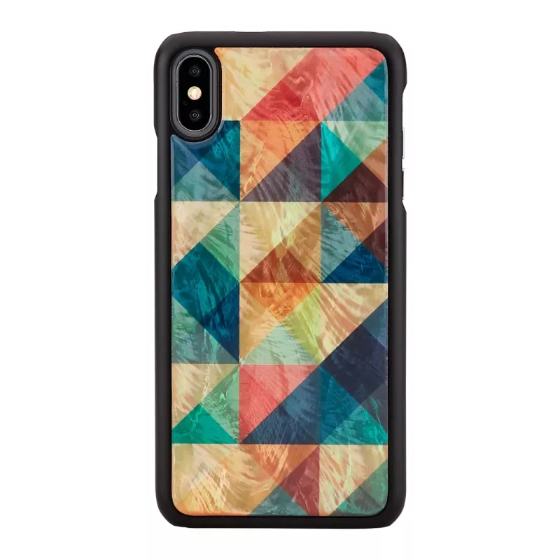 Telefono dėklas iKins, skirtas iPhone XS Max — mozaikinis raštas, juodas