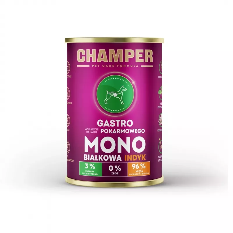 CHAMPER Gastro Monoprotein Turkey - šlapias šunų maistas - 400g