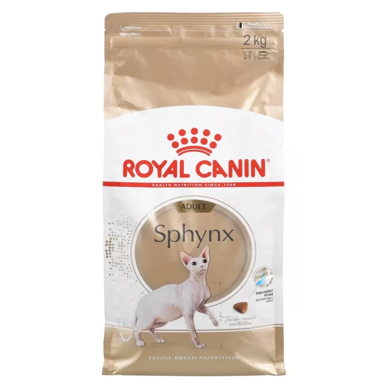 Sausas kačių maistas Royal Canin Sphynx Adult 2 kg — kiaulienos skonio, 33% baltymų, 23% riebalų