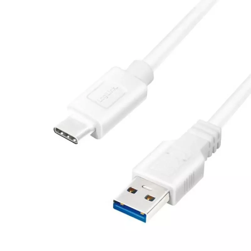 LogiLink USB laidas USB 3.2 Gen1 (USB 3.0 / USB 3.1 Gen1) USB-A kištukas, USB-C kištukas 0,50 m Baltas CU0173