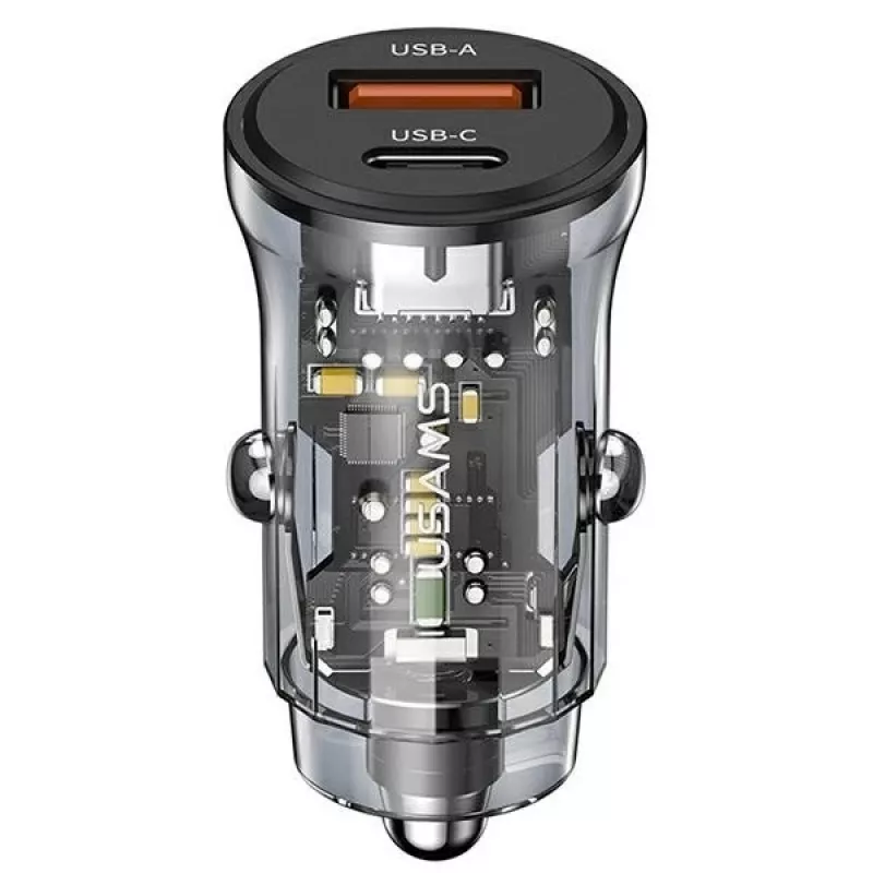 Automobilinis pakrovėjas usams CC164CC01 30W su 1×USB-A ir 1×USB-C greitam įkrovimui