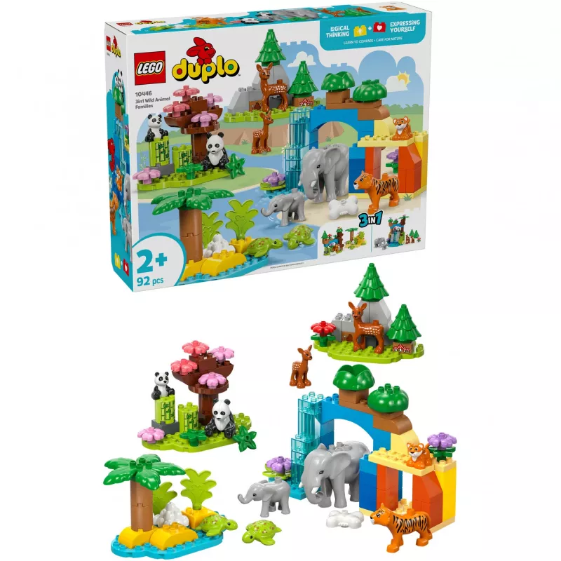 Žaislų rinkinys LEGO DUPLO Town Wild Animal Families 3-in-1 10446 — 92 dalys, amžius 2+, 200×220×340 mm