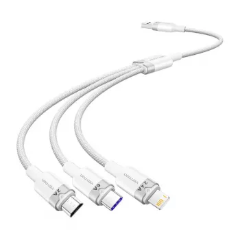 USB 2.0 A į 3-in-1 6A laidas Vention CTRWG 1,5 m baltas