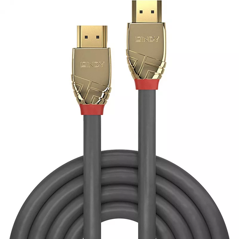 Lindy 5m Ultra High Speed HDMI laidas, Gold Line, 5 m, HDMI Type A (Standard), HDMI Type A (Standard), Pilka
