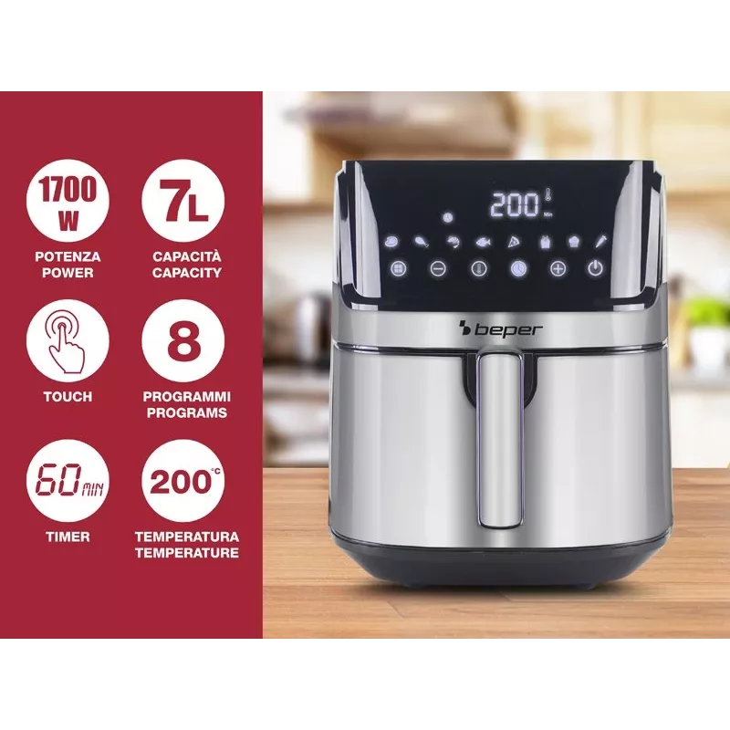 Elektrinė gruzdintuvė Beper P101FRI070 1,5 l talpa reguliuojama temperatūra, kompaktiška stalviršiui