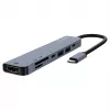 USB Type-C šakotuvas SAVIO AK-82 su HDMI, MicroSD, USB 3.2 Gen1, PD pralaidumu, 4K@30Hz, 5000 Mbit/s, juodas