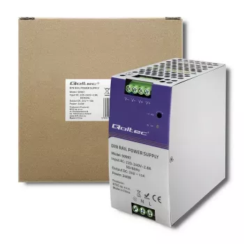 DIN bėgio maitinimo šaltinis QOLTEC 50997 240W 24V 10A