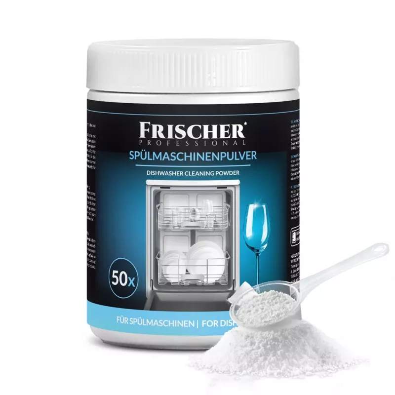 Indaplovių valymo milteliai FRISCHER FR00122_1000, 1 kg, automatinėms indaplovėms, plastikinis indelis