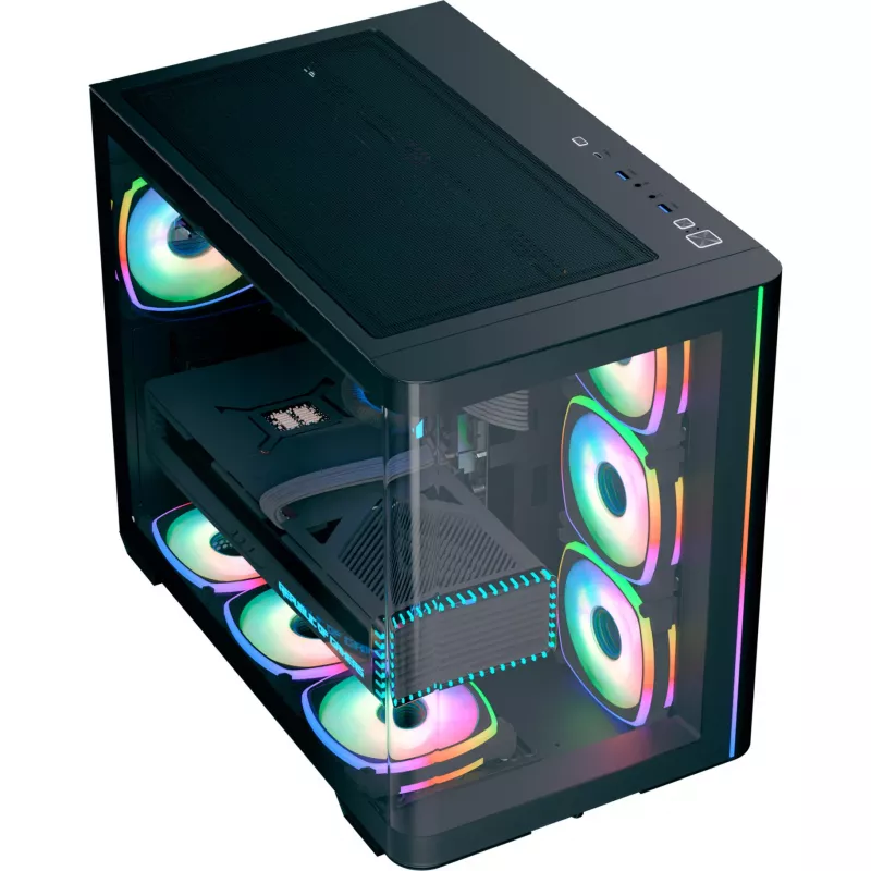 Tower PC Case AEROCOOL P500C EVO-G-BK-v1 su 2 grūdinto stiklo plokštėmis, juodas