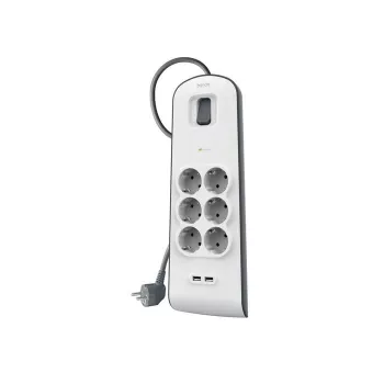 Maitinimo lizdų blokas Belkin BSV604VF2M-V2 — 6 lizdai, 2× USB-A, 2 m kabelis
