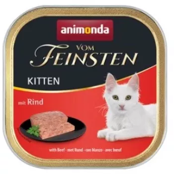 Šlapias kačių maistas Animonda Vom Feinsten jaunesniems kačiukams su jautiena 100 g padėkle, be grūdų, be sojos ir glitimo