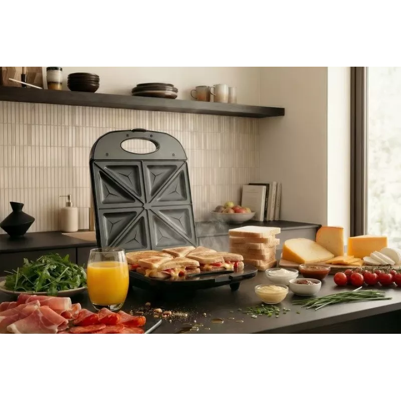 Promis STP 25 XXL sumuštinių keptuvė, 4 tostams, 1400 W, juoda