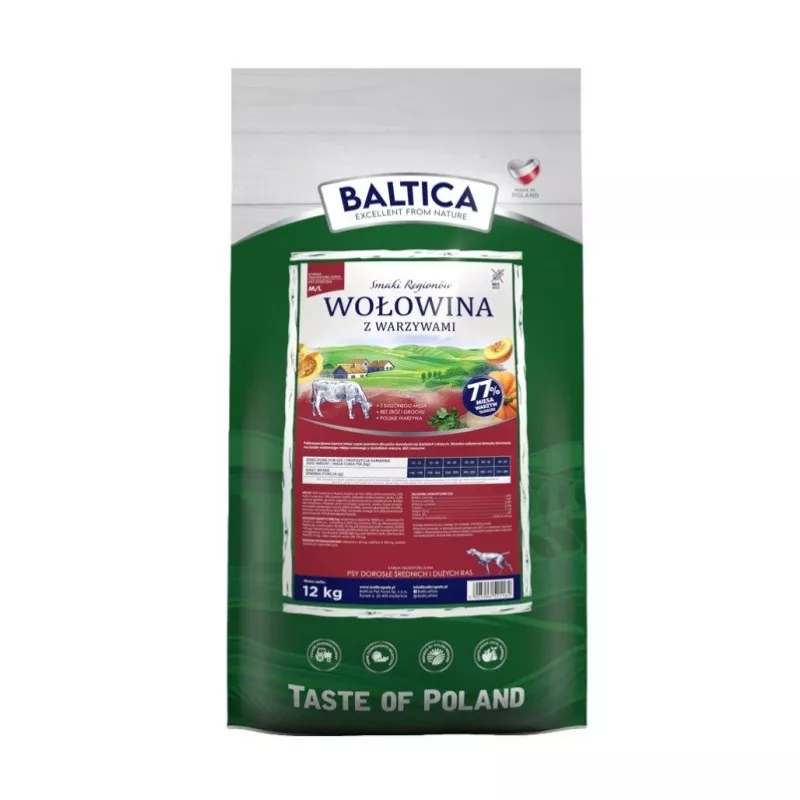 BALTICA regioniniai skoniai Vidutinių ir stambių veislių šunims Jautiena su daržovėmis - sausas šunų ėdalas - 12kg