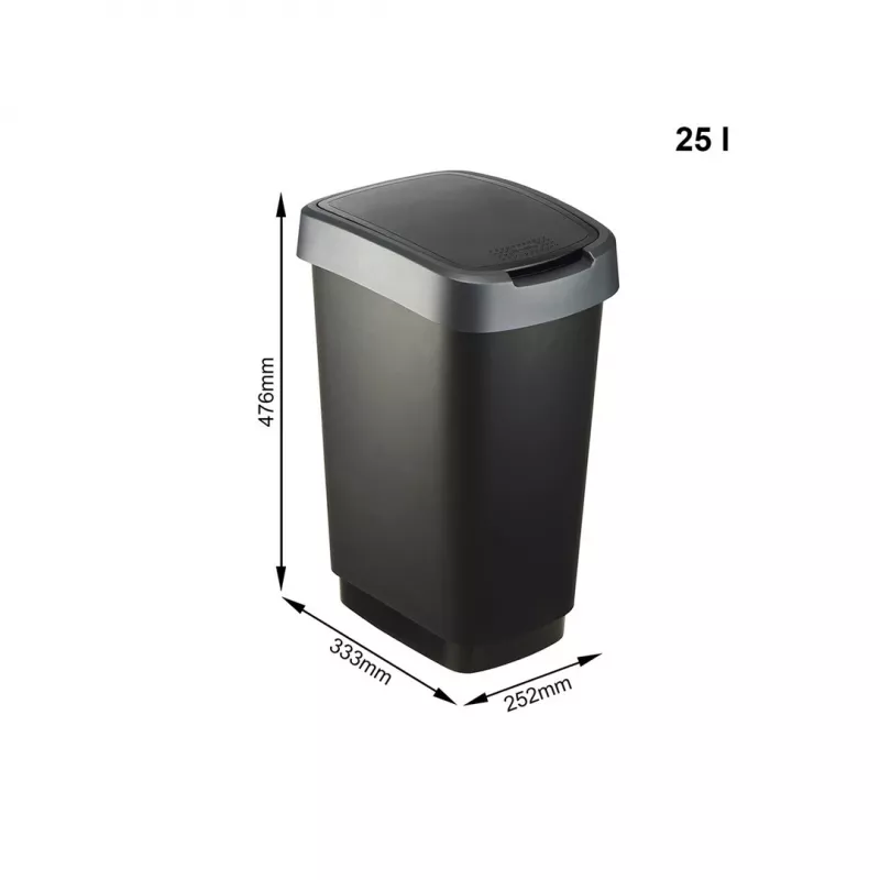 „Rotho Twist“ 25 l stačiakampė polipropileno laikymo dėžė — 25 l, 476×333×252 mm, juoda