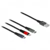 USB įkrovimo laidas DeLOCK 3 viename Type-A į Lightning, Micro USB, USB Type-C 30 cm