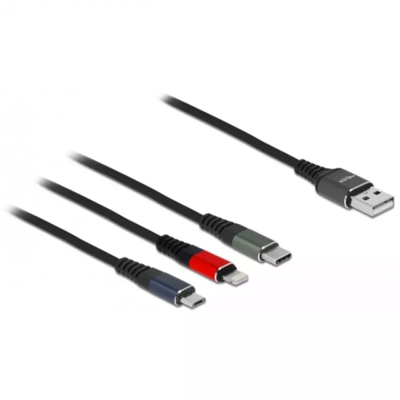 USB įkrovimo laidas DeLOCK 3 viename Type-A į Lightning, Micro USB, USB Type-C 30 cm