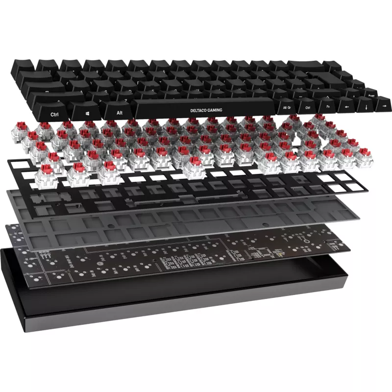 Deltaco GAM-100-DE - 65% - USB + Bluetooth - mechaninis jungiklis - QWERTZ - RGB-LED - juoda