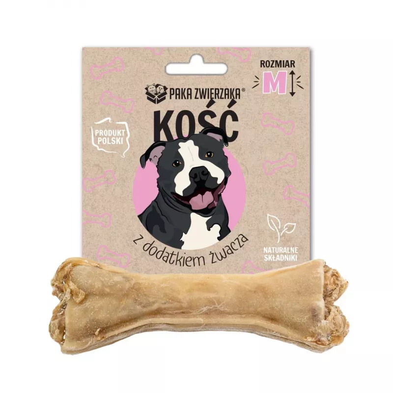 Dog treat bone PAKA ZWIERZAKA M 12 cm, 55 g — tripe additive, be grūdų, hypoallergenic