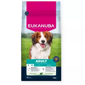 Sausas šunų maistas EUKANUBA Small/Medium Breed Adult Lamb & Rice 12 kg, 25% baltymų, 15% riebalų