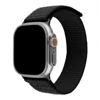 Pakaitinis nailoninis dirželis FIXED Sporty Strap Fixed FIXNST2-1029-BK, skirtas Apple Watch Ultra 49mm, juodas, 160–210 mm ilgis