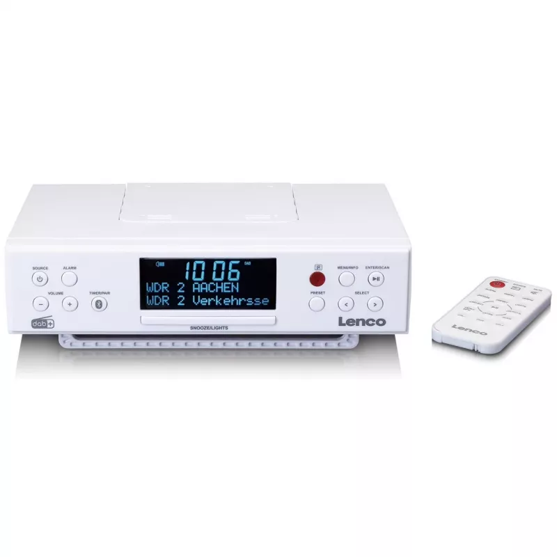 Nešiojamasis CD grotuvas Lenco KCR-190, baltas, su FM radiju ir ausinių lizdu