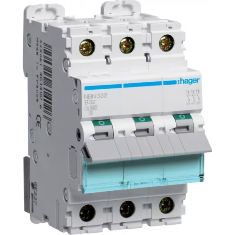 Hager NBN332 grandinės pertraukiklis B tipo 3 3 moduliai (NBN332)