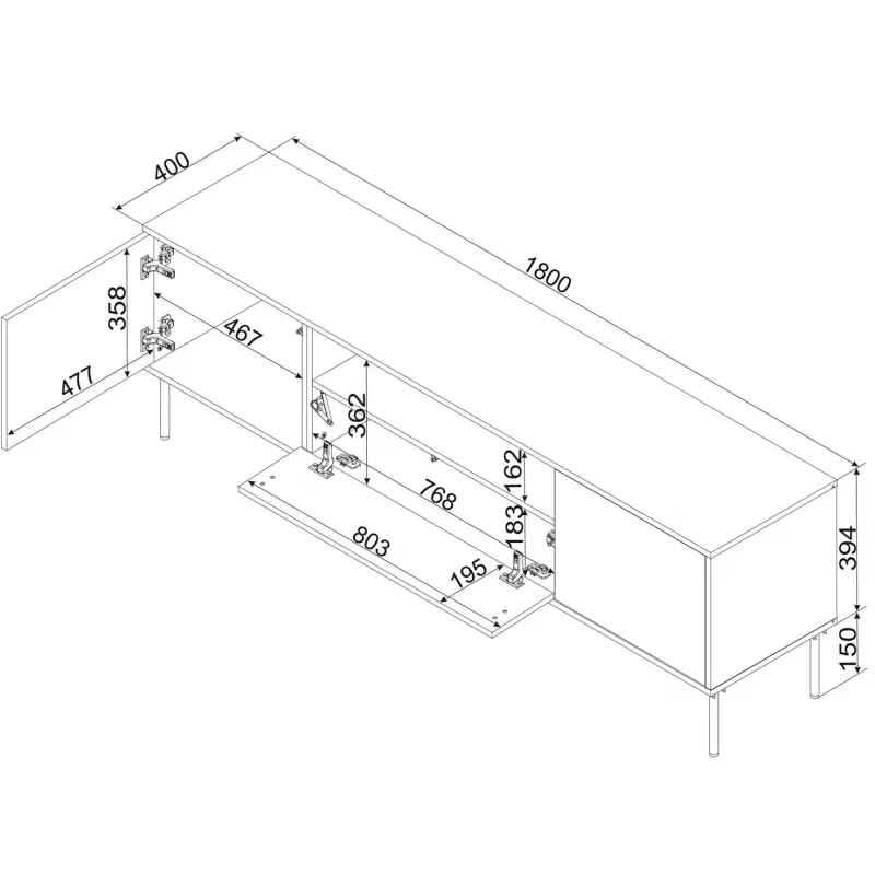 Cama EF TRESSE RTV spintelė 180x40x54.5 kašmyro matinis