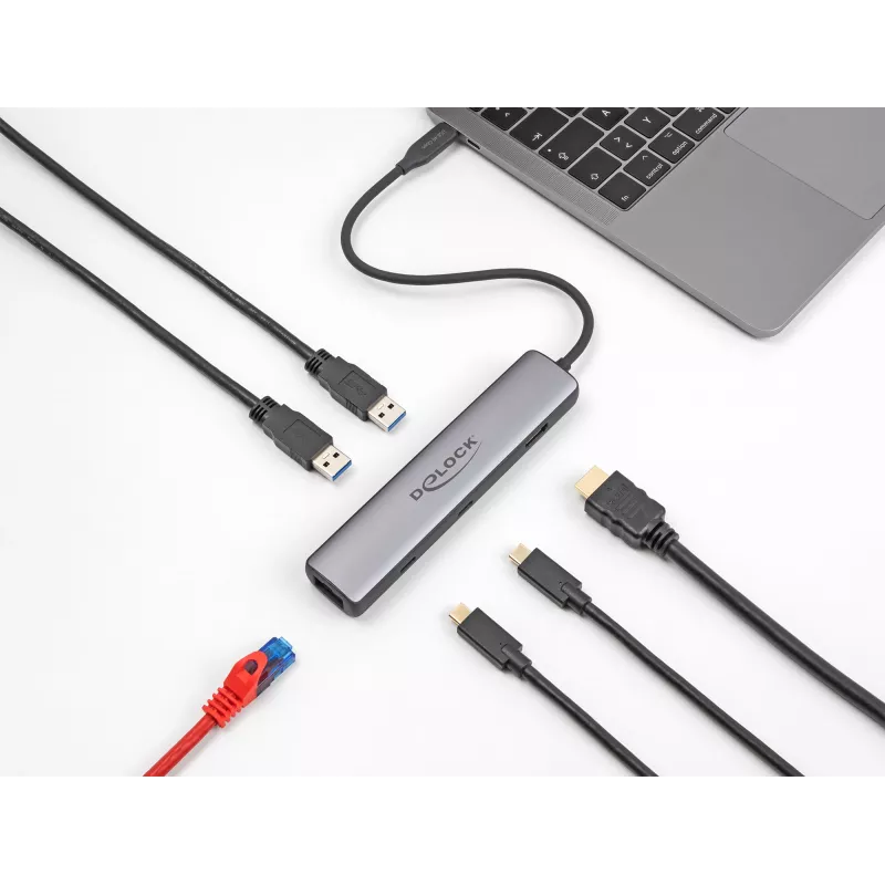 DeLOCK USB Type-C Doko stotelė 8K HDMI USB 10 Gbps 2.5 Gigabit LAN PD 100W