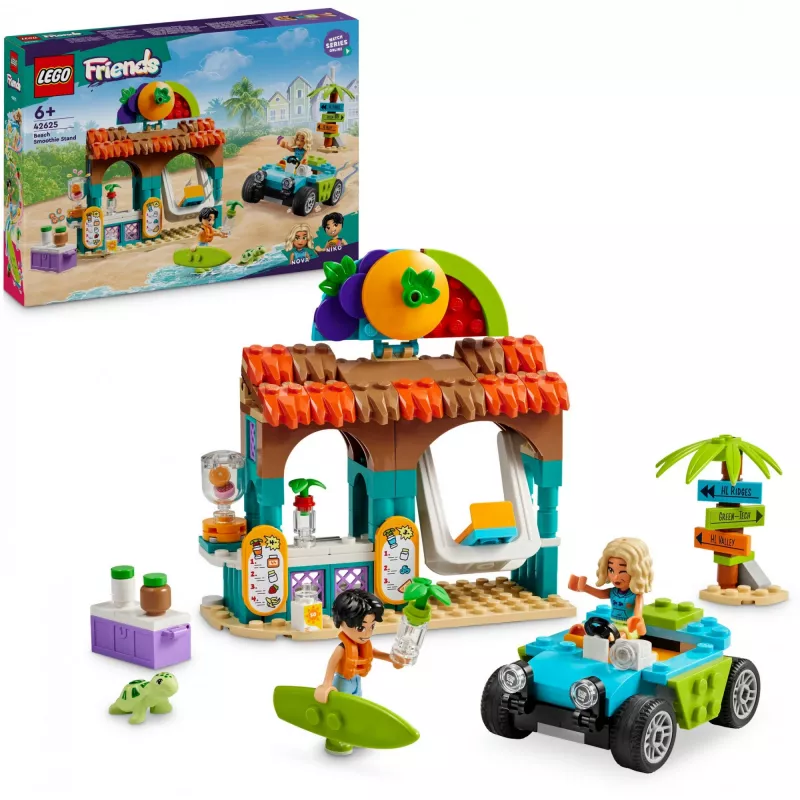 LEGO Friends paplūdimio kokteilių kiosko vaikų žaidimų maisto rinkinys, dovanojimo idėja mergaitėms ir berniukams nuo 6 metų, su 2 mini lėlytėmis, vėžliuko figūrėle ir