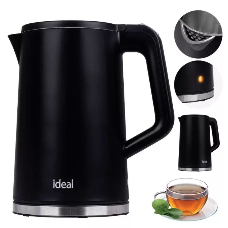 IDEAL virdulys 1,7 l, plieninis korpusas, 1500 W galia, juodas
