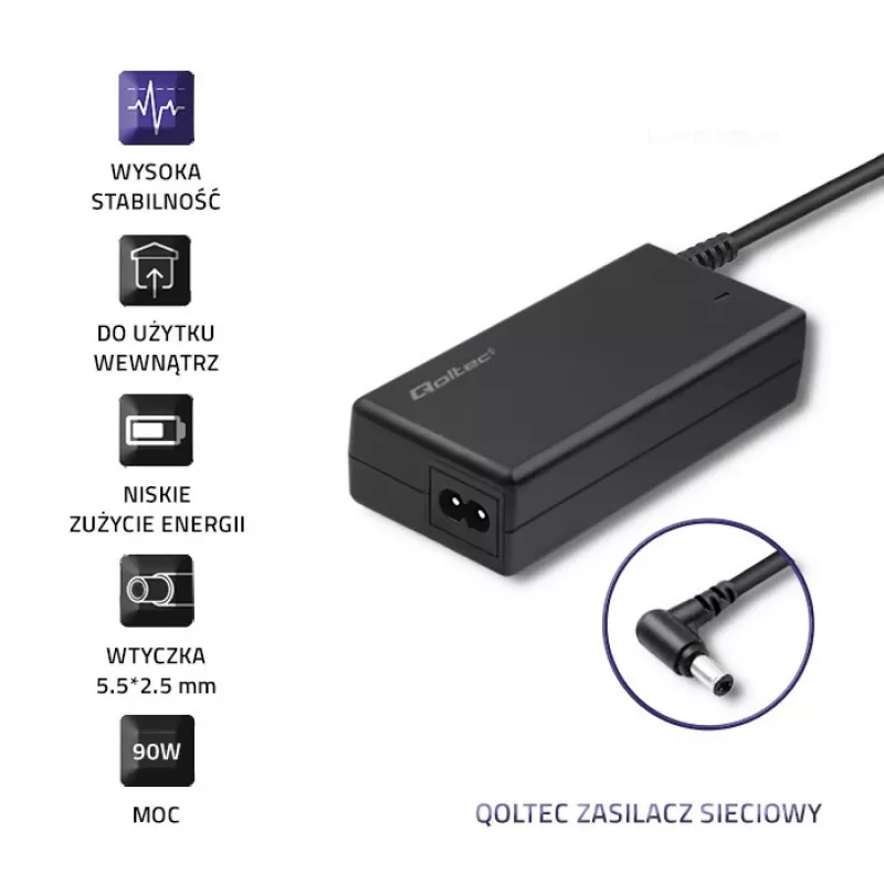 Nešiojamojo kompiuterio kintamosios srovės adapteris Qoltec IBM Lenovo 90W 20V 4,74A 5,5x2,5 50099