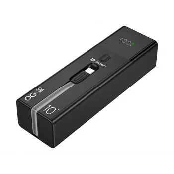 Nešiojama išorinė baterija TRACER Quant 10000 mAh Li-Ion, PD ir QC3.0, 3 prievadai (2×USB-C, 1×USB-A), 100W, juoda
