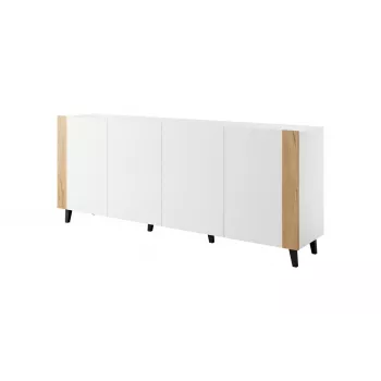 FARO komoda 200x42x82 baltas matinis + ąžuolas craft