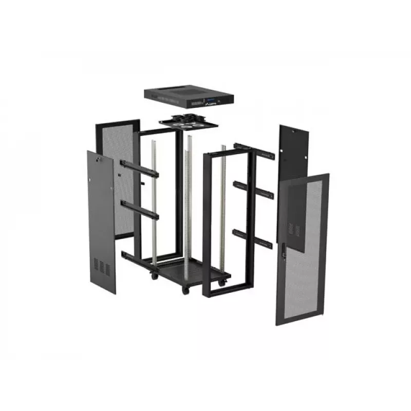 Laisvai pastatoma stovo spinta LANBERG FF01-6824-23BL 24U 600×800 mm juoda