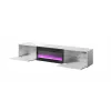 TV spintelė Cama Meble SLIDE 200K su elektriniu židiniu 200x40x37 cm blizgi balta