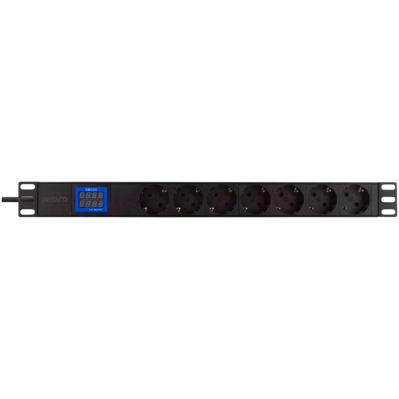 Maitinimo skirstymo įrenginys PowerWalker 10133010 PDU 1U juodas, F tipo lizdai, C20 jungtis, 16 A, 3500 W, 2 m laidas