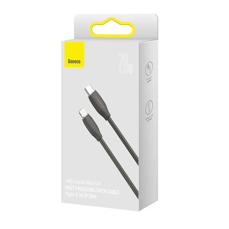Baseus Jelly laidas USB-C į Lightning, 20 W, 1,2 m (juodas)
