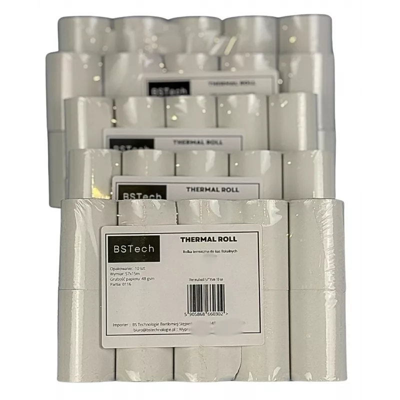 BSTech terminio popieriaus ritinėlis fiskaliniams kasos aparatams 57x15m 10 vnt.