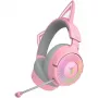 Razer Kraken Kitty V3 Pro - Quartz ausinės, laidinės ir belaidės, ant galvos, žaidimų, USB Type-A, Bluetooth, rožinės