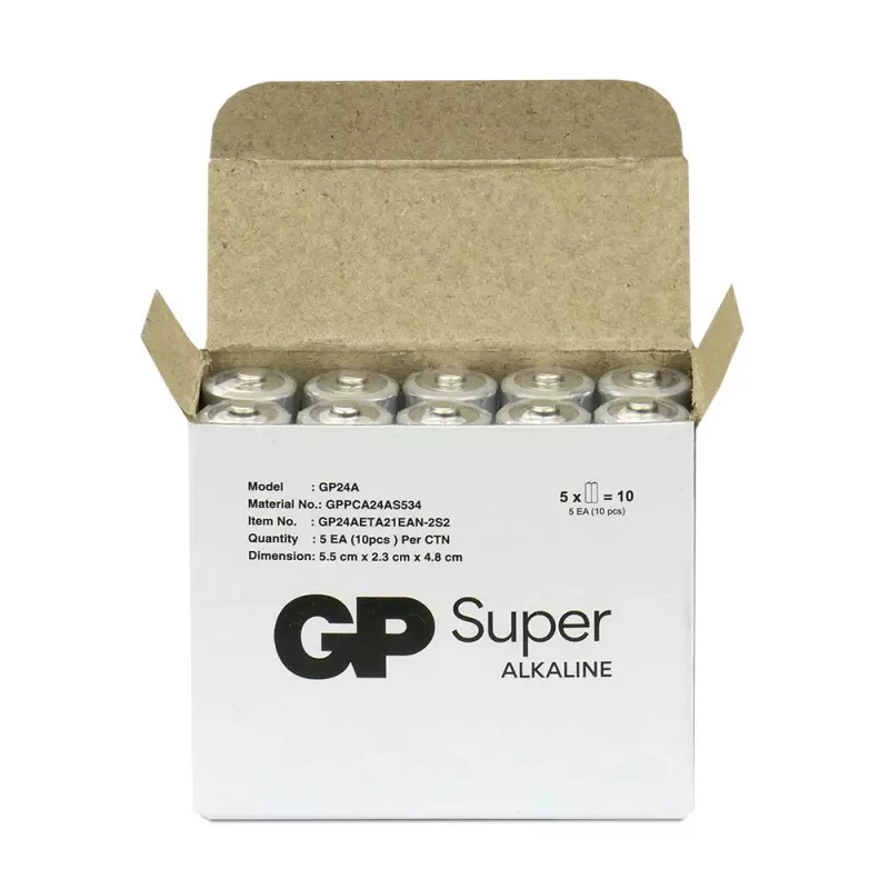Šarminės AAA baterijos GP Battery SUPER 1.5V — pakuotėje 10 vnt.