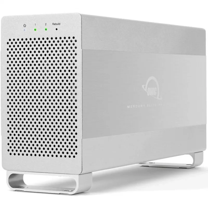HDD dėklas OWC Mercury Elite Pro Dual baltas 2× 3,5 colio SATA diskams, RAID 0/1/SPAN, USB Type‑B