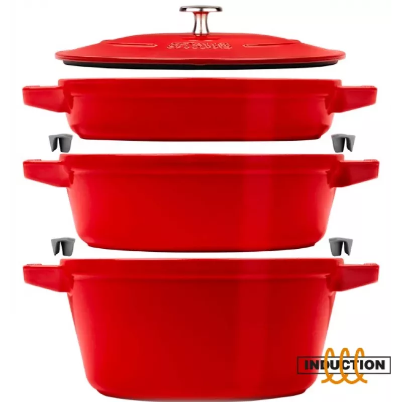 Staub La Cocotte apvalus ketaus troškintuvas – 3 VIENETŲ RINKINYS